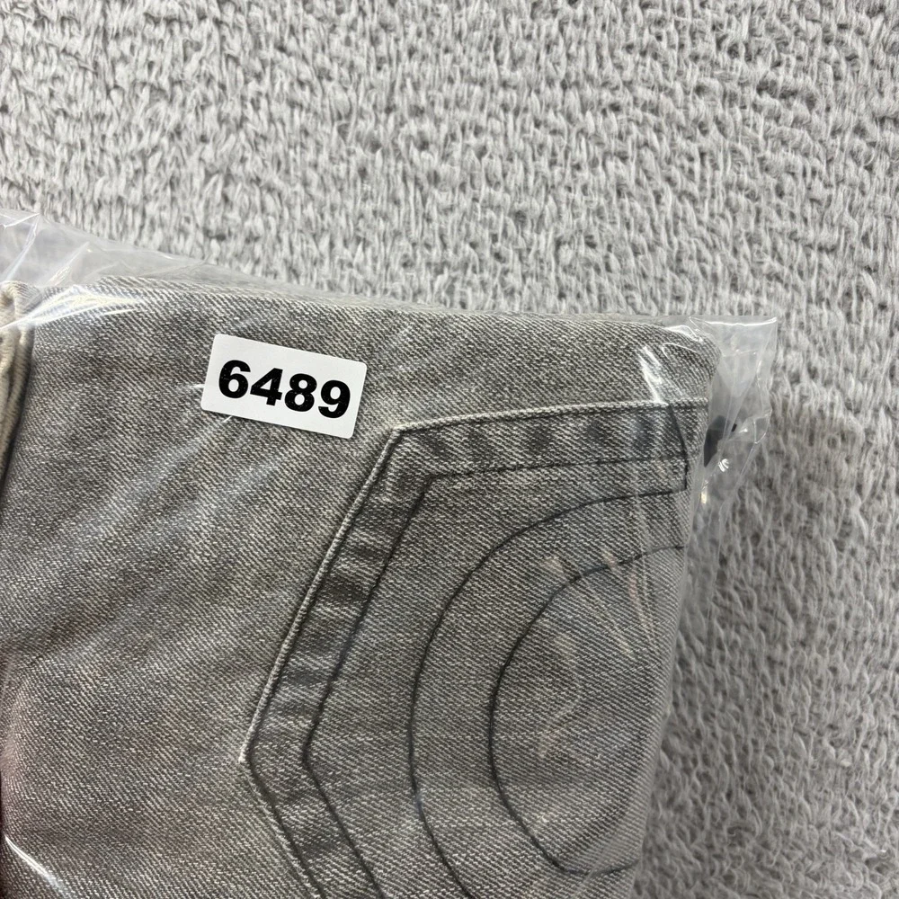 True Religion Handpicked Straight Jeans Mens 28 Gray Acid Wash Back Flap Ombre